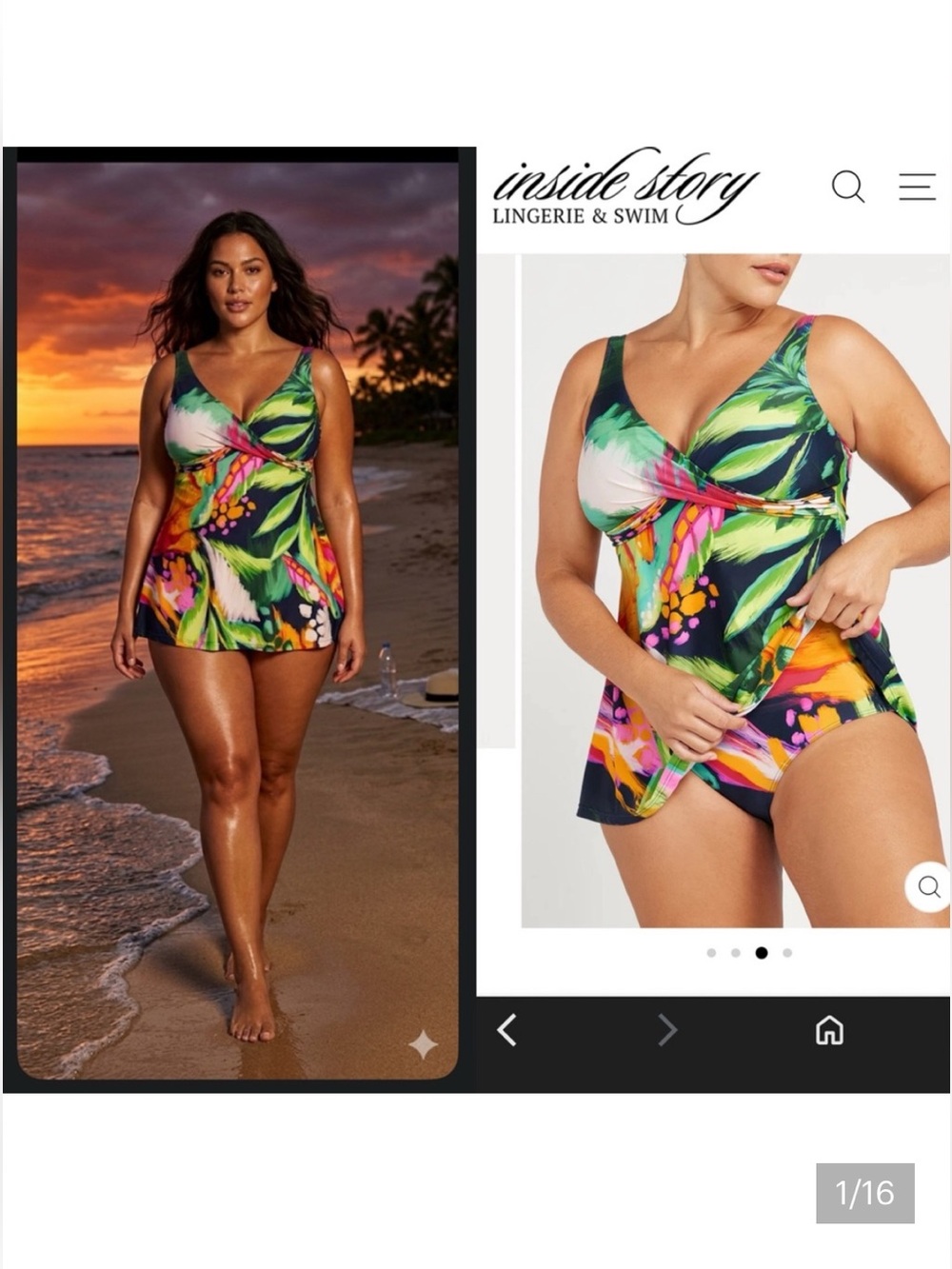 NWT Artesands Plus Chelona Delacroix Multi Cup Fit Swimsuit Dress Sz 10.D-G Cup.
